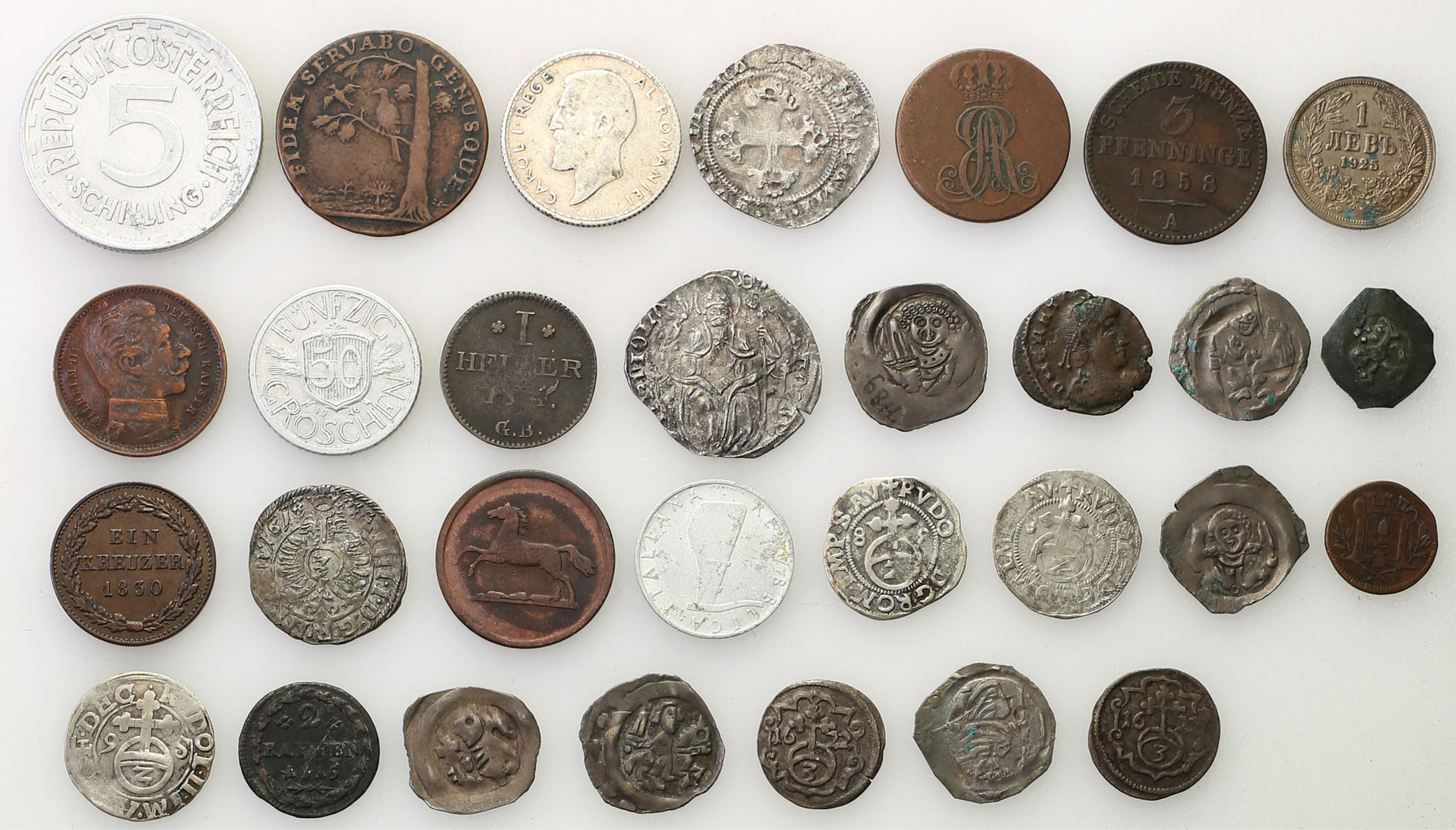 Świat – Niemcy, Włochy, Rumunia, Bułgaria, Francja, zestaw 30 monet